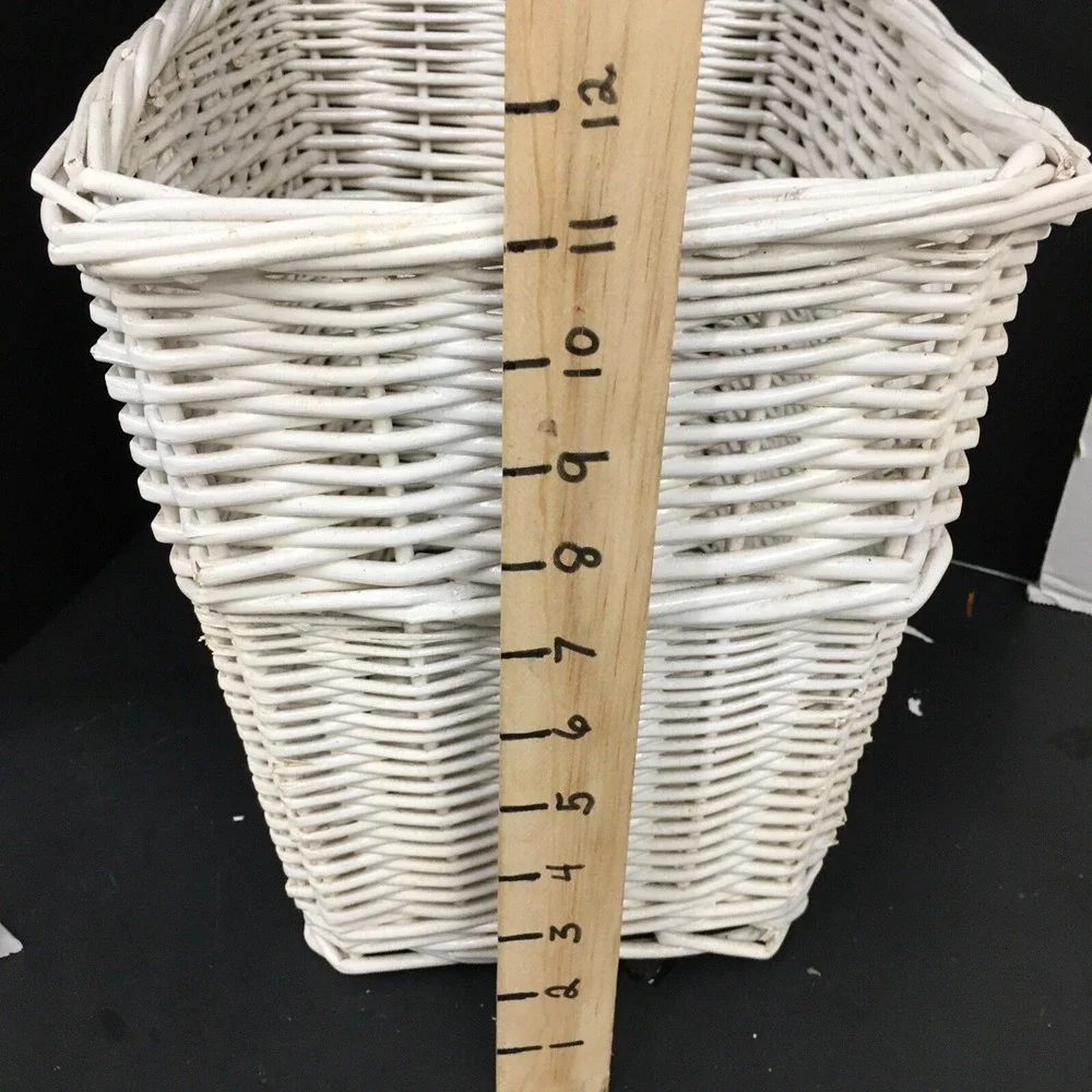Wicker Wastebasket Garbage Can Shabby Chic Style Cottage Rectangular 11